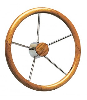 Timone con cerchio esterno in teak a grosso diametro